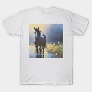 water, flowers and horse T-Shirt